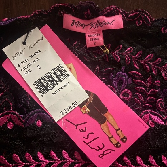 Vintage Betsey Johnson Black Lace Embroidered Dress - Picture 5 of 5